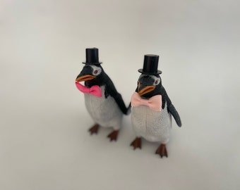 topper de pastel de pingüino de sombrero de copa