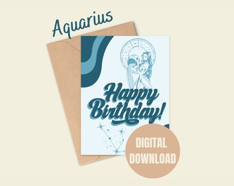 Happy Birthday Digital Printable Card Zodiac Birthday Card Sagittarius ...