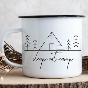 Enamel Camping Cup, Enamel Mug, Outdoor Mug, Camping Gift, Adventure Mug, Enamel Coffee Mug, Campfire Mug, Gift for Him, Outdoor Couple Gift