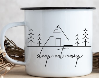 Enamel Camping Mug, Adventure Coffee Cup, Outdoor Gift