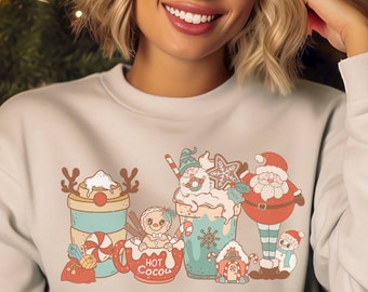 Retro Christmas Coffee Sweatshirt, Holiday Winter Top