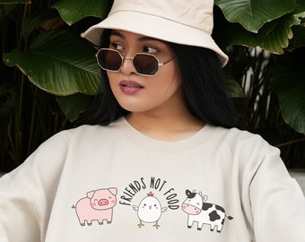 Friends Not Food Vegan Crewneck Sweater, Animal Lover Gift