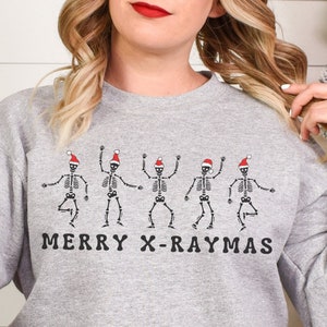 Christmas Xray Tech Sweatshirt, Funny X-ray Sweater, Holiday X ray Tech Gift, Radiology Skeleton, Rad Tech, Radiologist Gift, Holiday Party