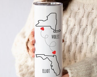 Personalized State Map Tumbler, Long Distance Gift