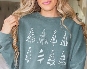 Comfort Colors Christmas Tree Sweatshirt, Holiday Pullover