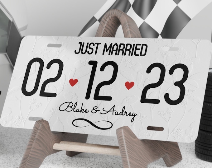 Custom Wedding Car License Plate, Personalized Just Married Gift