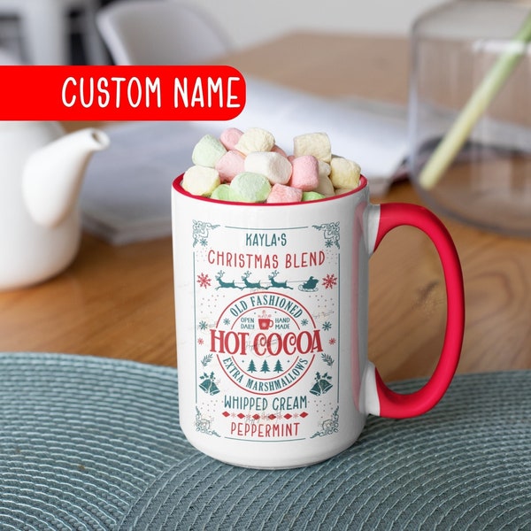 Hot Cocoa Christmas mug, Personalized Kids hot chocolate mug, Custom Christmas gift, hot chocolate mug, North pole, Holiday Coffee Lover