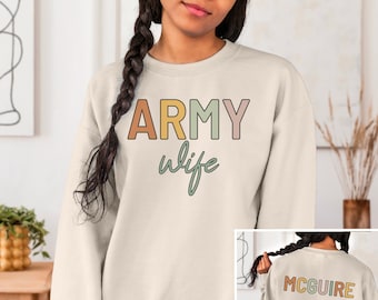 Personalized Army Wife Hoodie, Military Family Name Sweatshirt