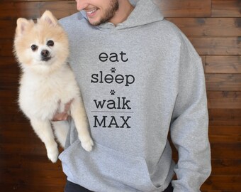 Personalized Eat Sleep Walk Dog Hoodie, Custom Dog Name