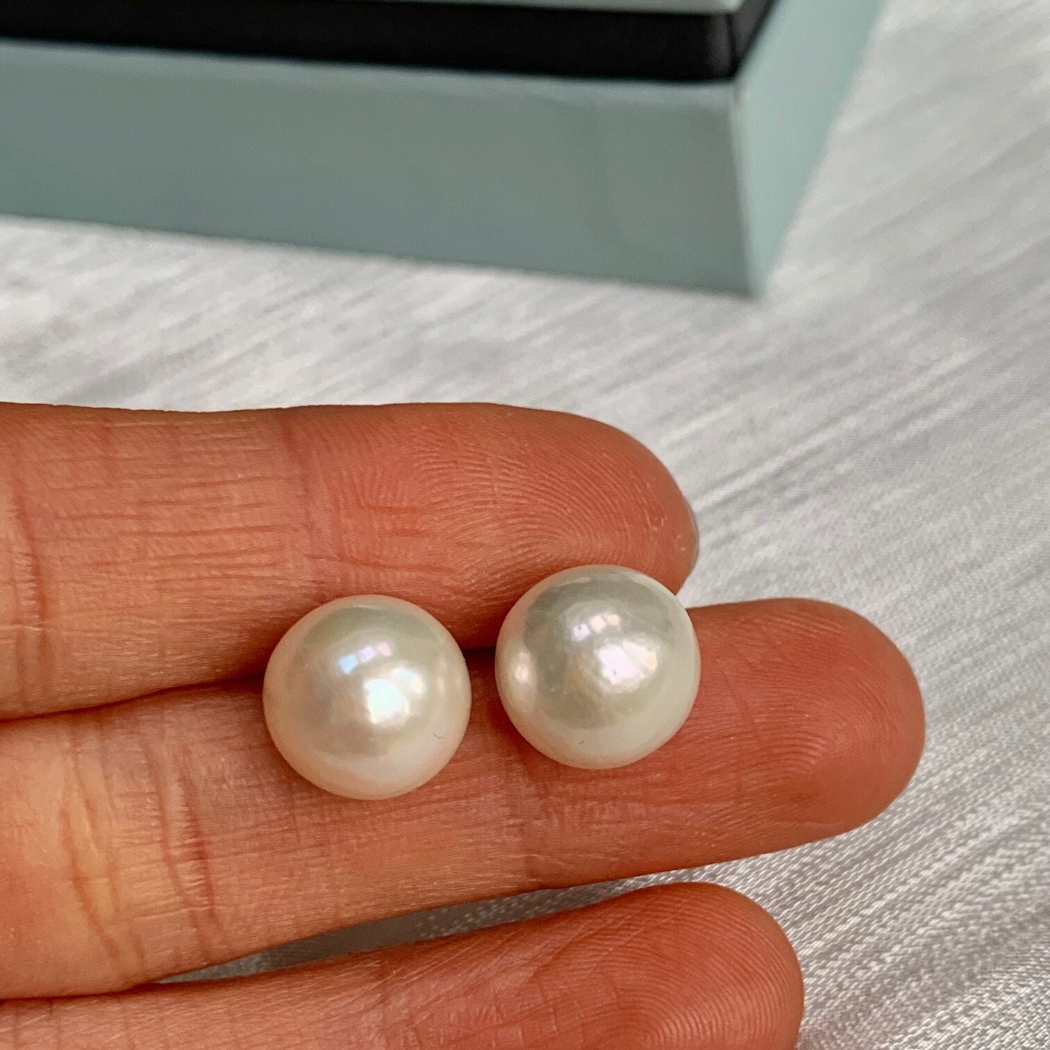 Sterling Silver 11-13mm Large Baroque Pearl Stud Earrings, Real Freshwater Minimal Bridal/Wedding Earrings