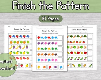 Cut and Paste Finish The Pattern Worksheets: PDF