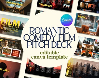 Professional Romantic Comedy, Comedy, Dramatic, Cinematic Film Pitch Deck Template | Canva Editable Template Link | Film Pitch Presentation