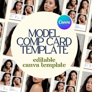 Mall för modelltävlingskort | Professionellt modellkort | Modelltävlingskort | Modefotokort | Canva-mall | 13 x 18 cm