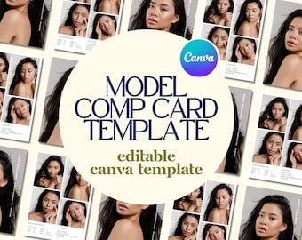 Model Comp Card Template | Professional Modeling Card | Model Compcard | Fashion Photo Card | Canva Template | 5x7inch