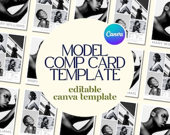 Model Comp Card Template | Professional Modeling Card | Model Compcard | Fashion Photo Card | Canva Template | 5x7inch
