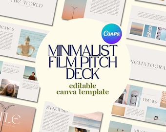 Professional Minimalist Film Pitch Deck Template | Canva Editable Template Link | Professional Film Pitch Presentation