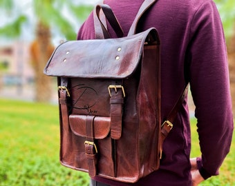 Leather Backpack Vintage look Leather  Bag, classical backpack, Travel Backpack