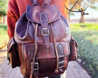 Moroccan Leather Backpack Leather Shoulder Bag