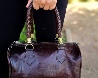 Small Brown Leather Crossbody Bag – Boho Handmade Shoulder Purse for Women