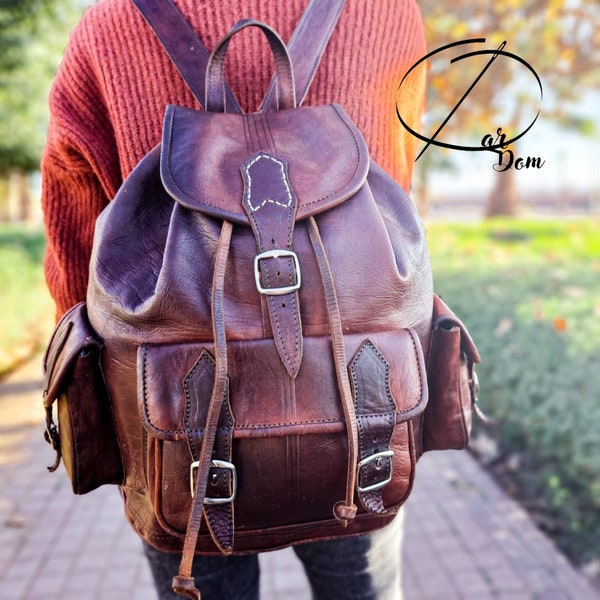 Moroccan Leather Backpack Leather Shoulder Bag