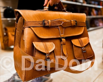 Moroccan Leather travel bag, weekender, duffel bag