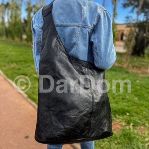 Large Leather Bags for Women and Men, tote bag with zipper, Leather Bag