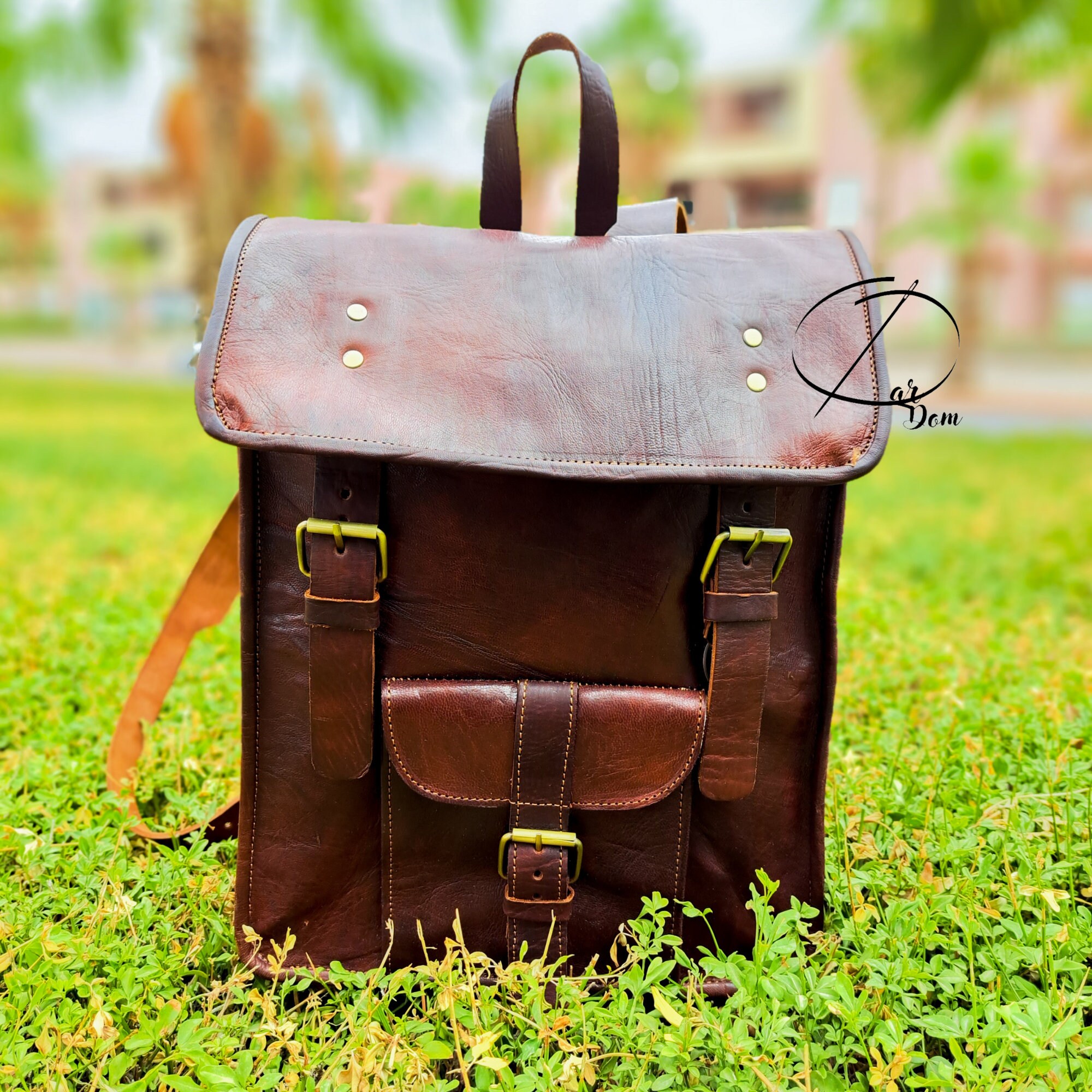 Rustic Authentic Leather BackPack Made Out of Goat Skin Handmade Goat Leather Backpacks in USA UPTO 50% OFF – Parrys  main image 2