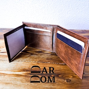 Cartera clásica de cuero, piel de cabra de primera calidad, cartera hecha a mano marroquí