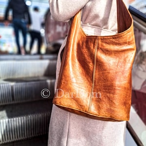 Hobo Ledertaschen für Frauen, Einkaufstasche mit Reißverschluss, Ledertasche