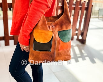 Handmade Leather Hobo Bag: Soft Moroccan Shoulder Tote
