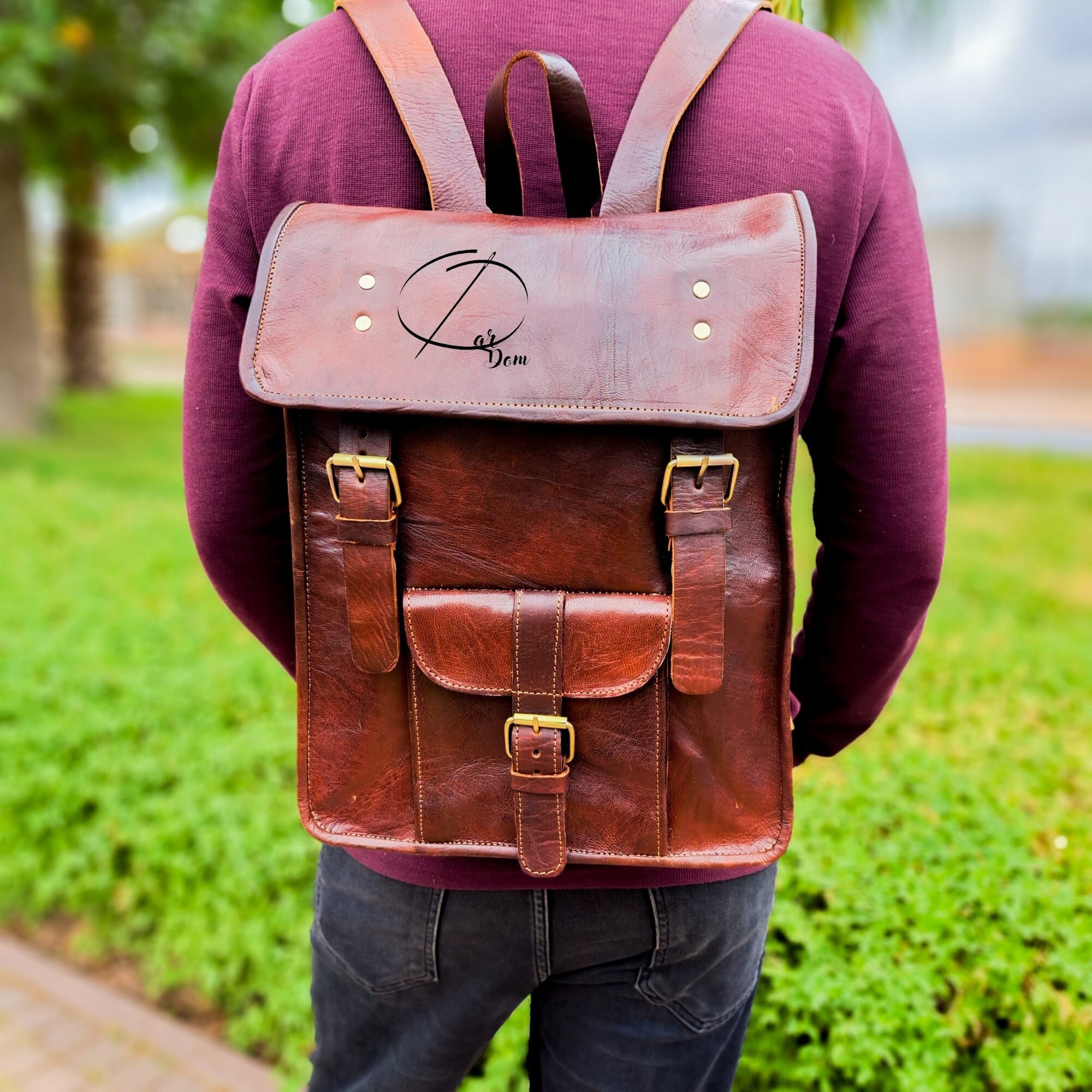 Handmade Goat Leather Backpack: Vintage Brown Travel Bag - Etsy