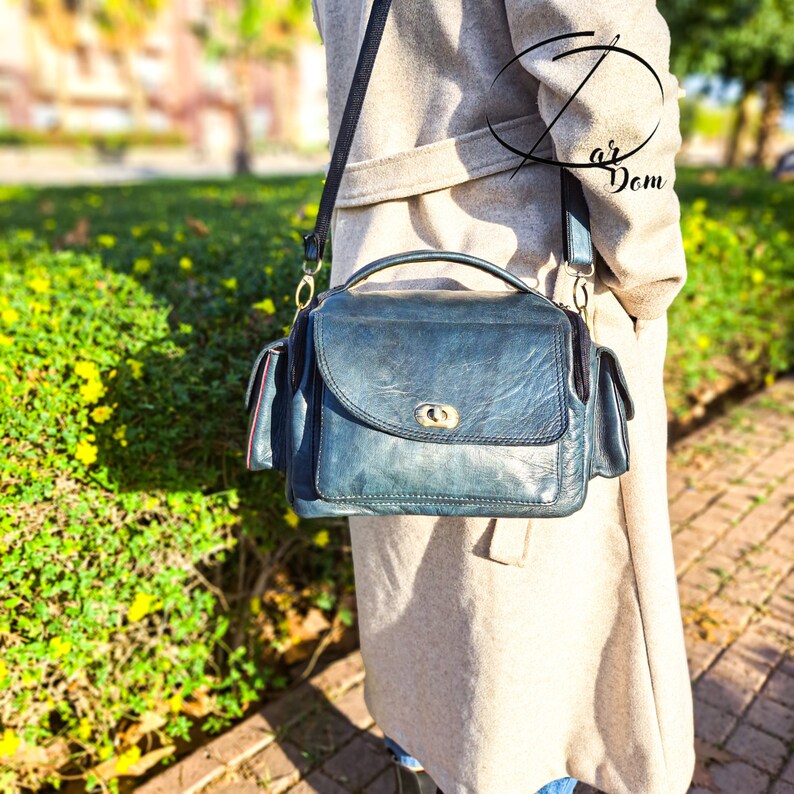 Leather Camera Bag Gift Camera Bag Navy Blue Camera Bag Etsy
