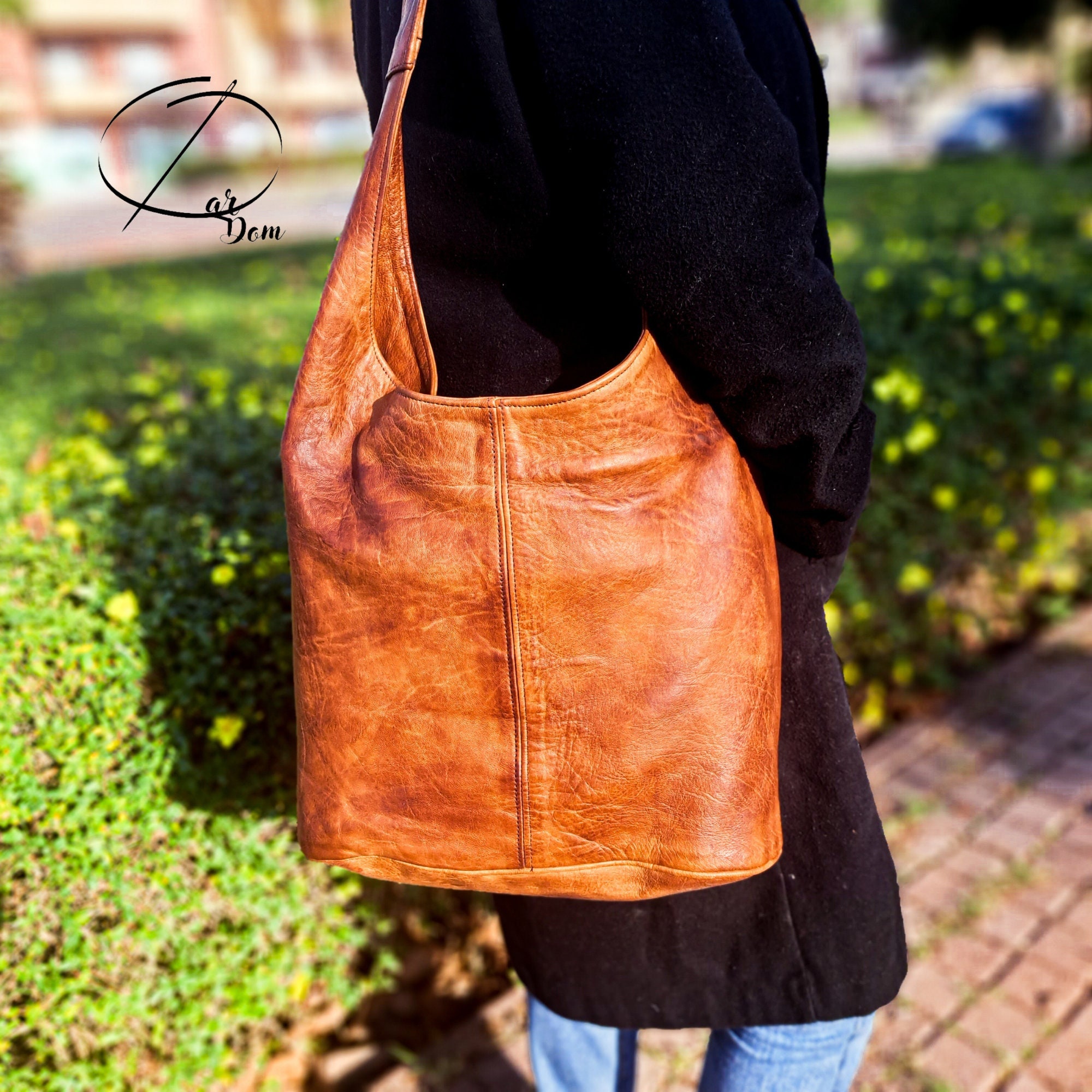 Goat Leather Hobo Bag: Soft Brown Shoulder Bag Handmade