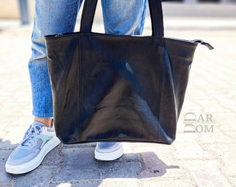 Handmade Leather Tote Bag: Large Women's Purse