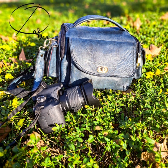 Leather Camera Bag Gift Camera Bag Navy Blue Camera Bag Etsy UK