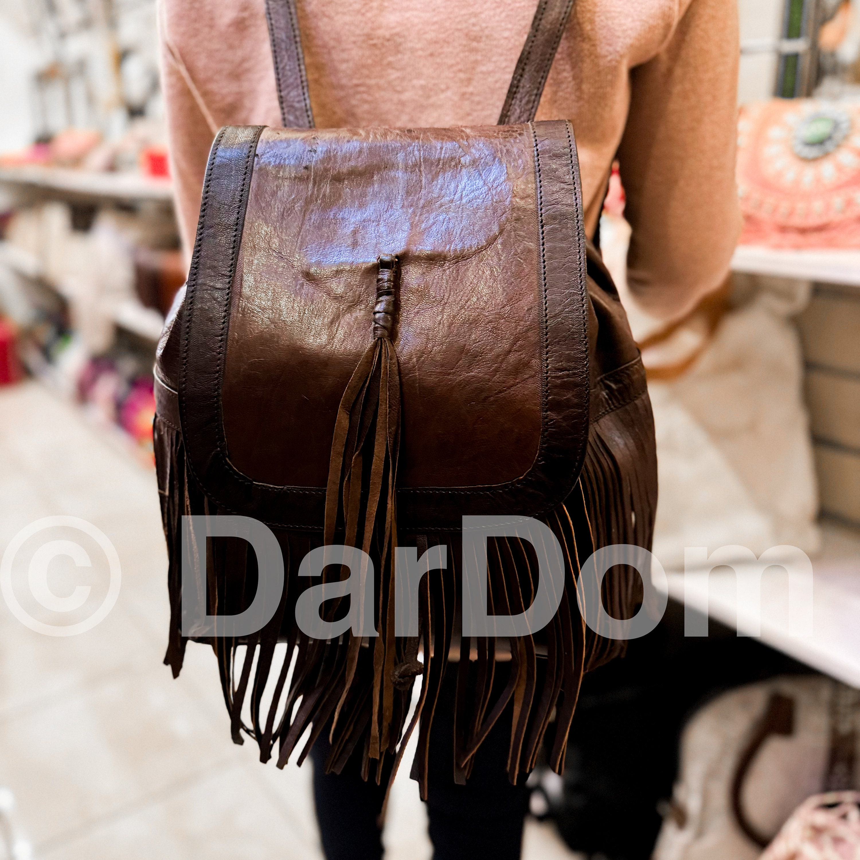 Boho Moroccan Leather Backpack Vintage Look Leather Bag - Etsy