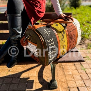 African Travel Bag, Leather Duffel Bag, Boho and Hippie Travel bag: 100% handmade zdjęcie 6