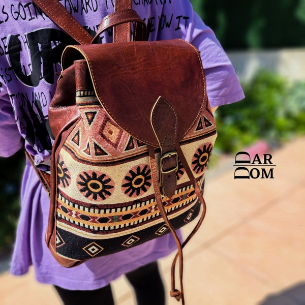 Moroccan Leather Backpack Vintage look Leather  Bag