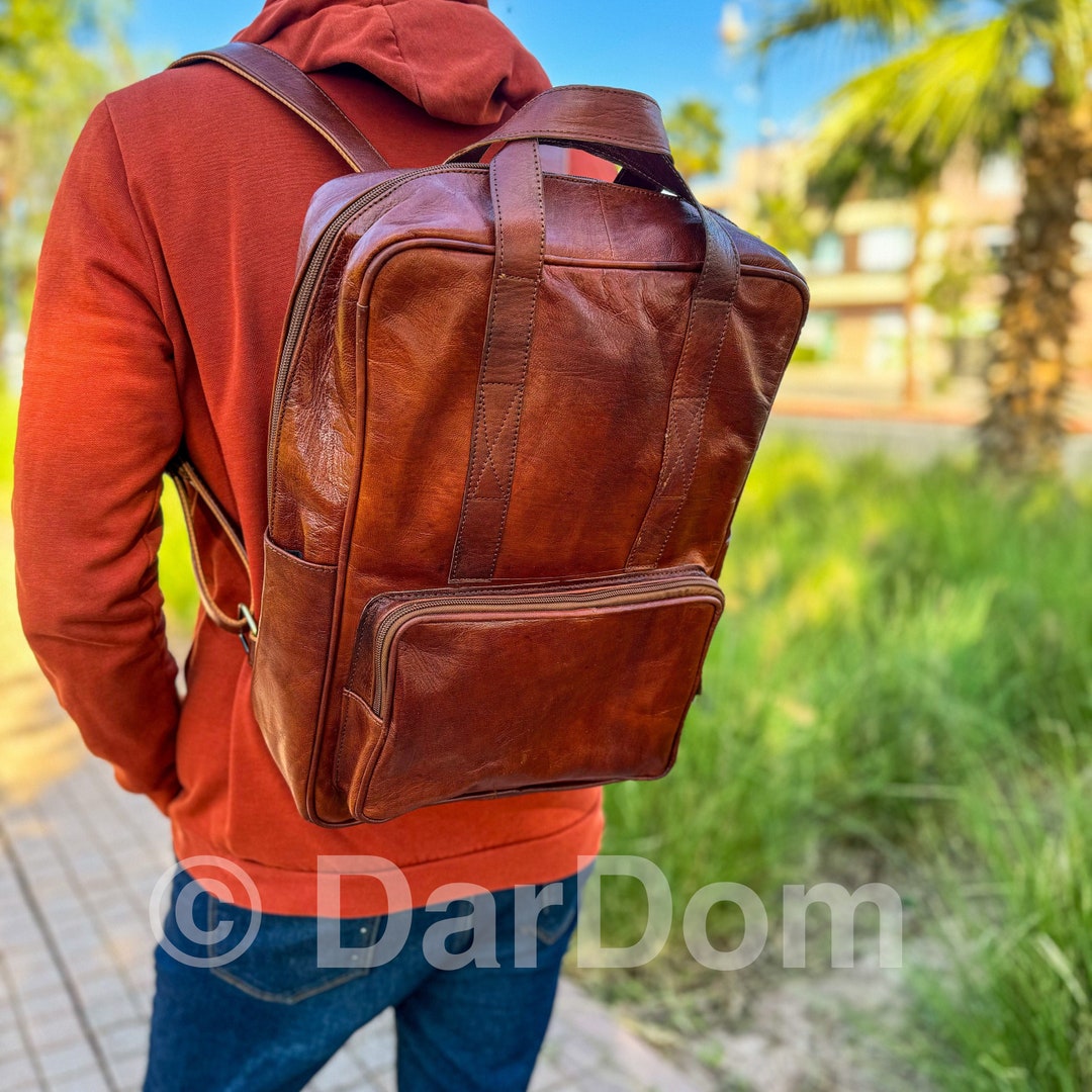Vintage Leather Backpack, Moroccan Laptop Backpack for Men and Women Etsy