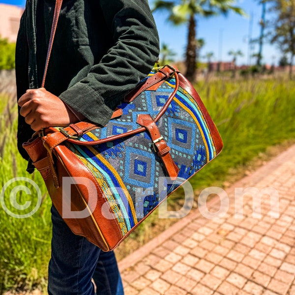 Convertible Kilim Travel Bag: Backpack, Weekend Duffel, and Boho Carpet Leather Bag For women and men