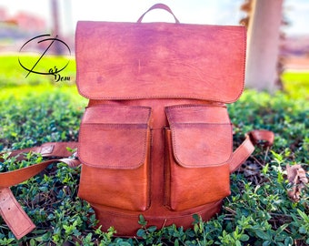 Moroccan Leather Backpack Leather Shoulder Bag