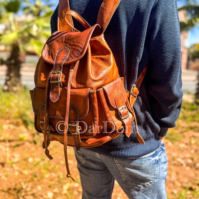 DarDomShop Leather Backpack - Thumbnail 3