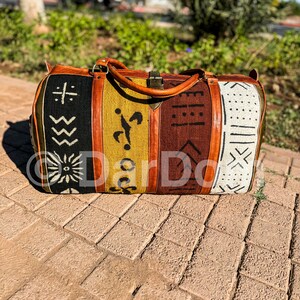 African Travel Bag, Leather Duffel Bag, Boho and Hippie Travel bag: 100% handmade zdjęcie 2