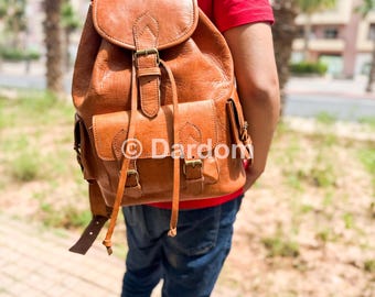 Handgefertigte Leder Rucksack: Reise Rucksack