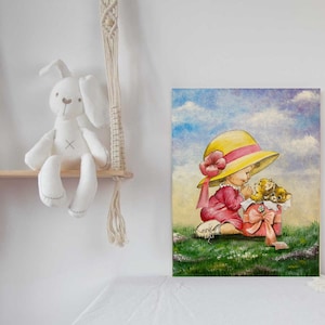 Set de 3 tableaux de décoration murale art coloré, 3 Painting Set, peinture acrylique, Set de trois tableaux de pépinières, Peinture acrylique