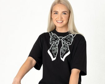 RIBBON COLLAR DESIGN | Minimalist Women Tiger Print Collar design Shirt | Black White Shirt | Summer Wear Shirts | Wear Frill Collar Shirt