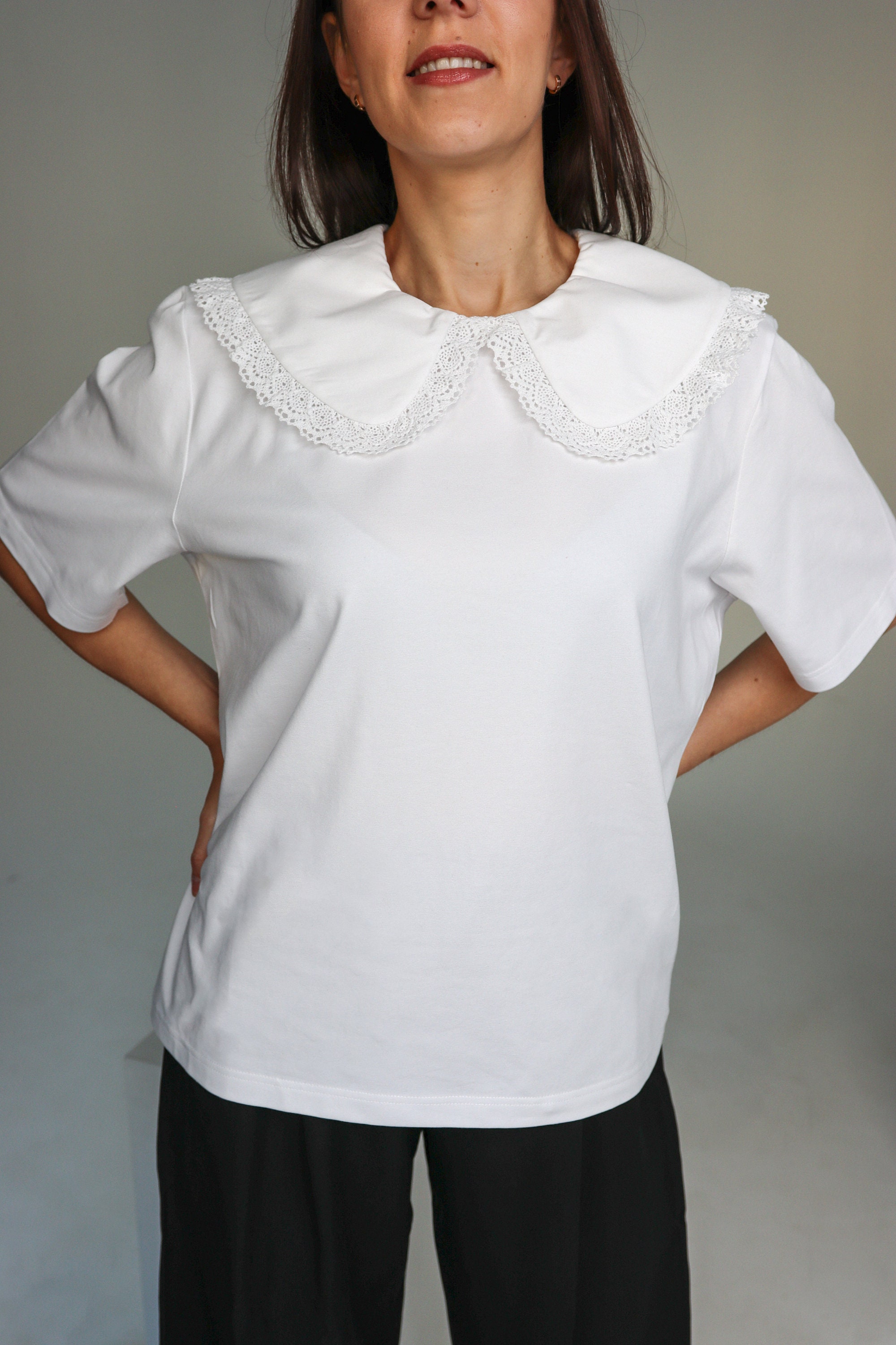 Women's White Paisley Printed Shirt Collar Top