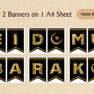 Eid Mubarak Banner Eid Mubarak Banner Bunting With Gold Letters Eid