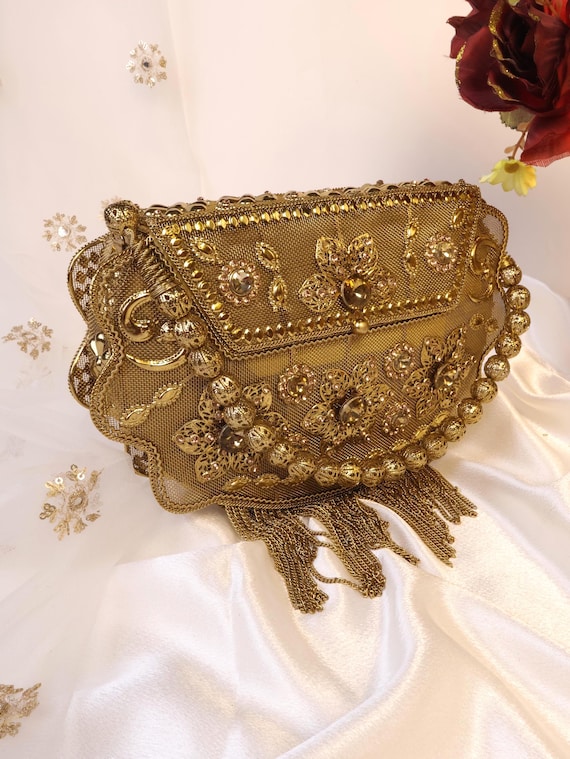 Pochette in metallo color rame realizzata a mano: borsa da sera