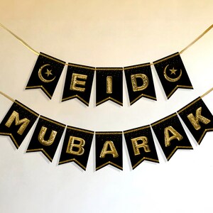 Eid Mubarak Banner Eid Mubarak Banner Bunting With Gold Letters Eid